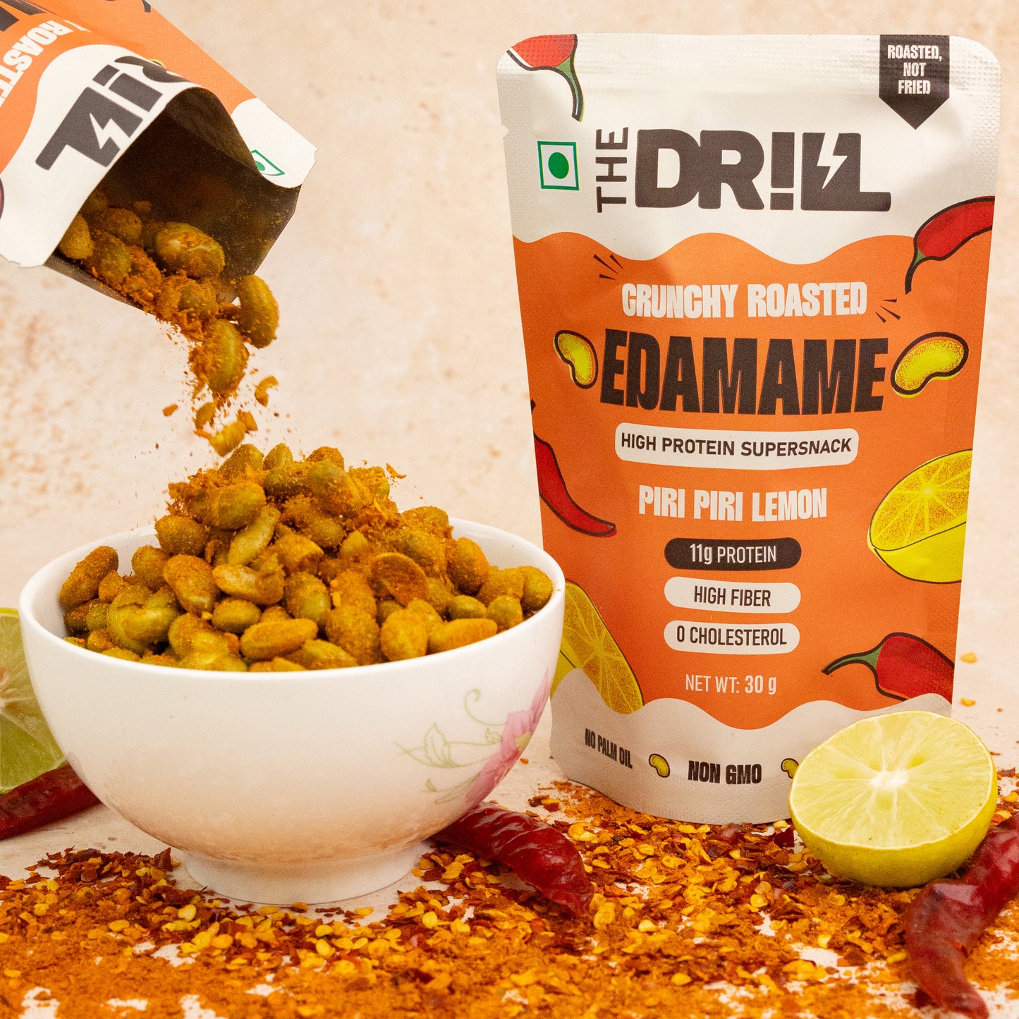 The Drill Crunchy Roasted Edamame - Piri Piri Lemon