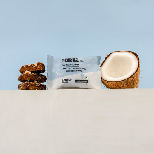 Tender Cocoa 10g Protein Bite : Made From Cocoa, Almonds, Raisins, Honey, Peanuts, Flax Seeds, Soy, Coconut Flakes, Virgin Coconut Oil ONLY!