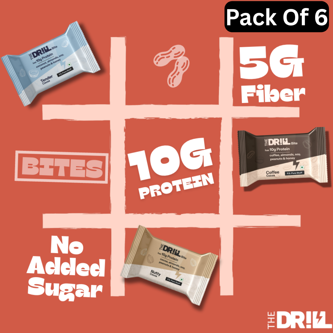 Pack of 6 : The Drill Energy Bites (2 Coffee Cocoa, 2 Tender Cocoa, 2 Nutty Cocoa)
