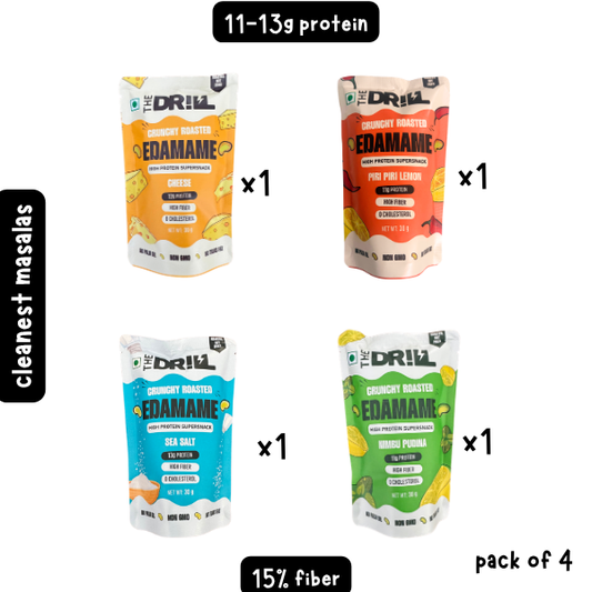 The Drill Crunchy Roasted Edamame Snack: Pack of 4 | 30g x 4 Packs
